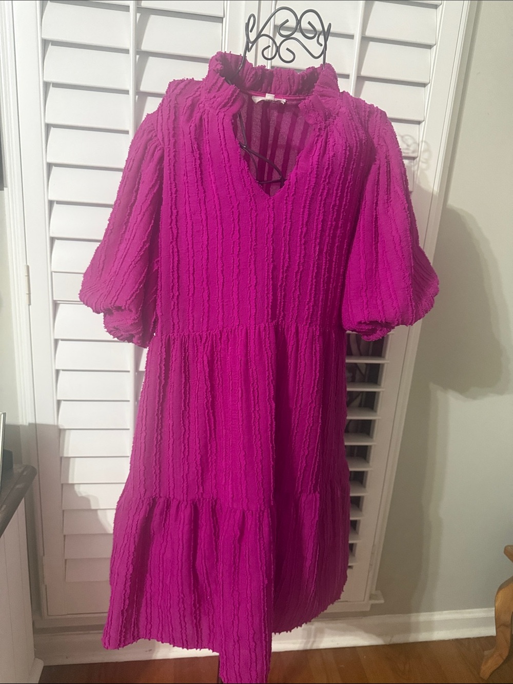 Women's ' Fuchsia Textured Tiered Dress